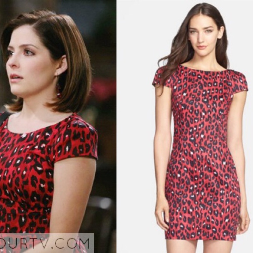 French Connection leopard print dress red